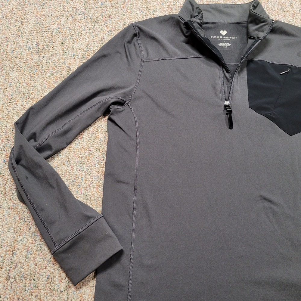 Obermeyer Flex Shirt Mens Large Grey 1/4 Zip Pullover Outdoors Active Base Layer - Picture 4 of 16